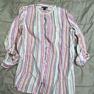 NWOT Lands’ End Striped Linen Top M